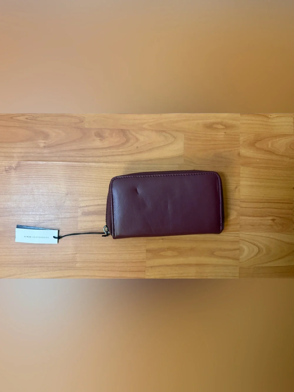 NWT Aimee Kestenberg Leather Zip Bowery Around Front Wallet  Oxblood- Mfg $108